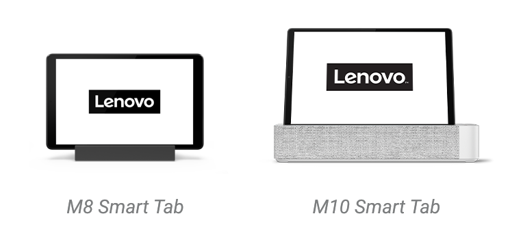 M8 Smart Tab Gen 1 Tablet with Base and M10 Smart Tab Gen 2 Tablet with White Dock